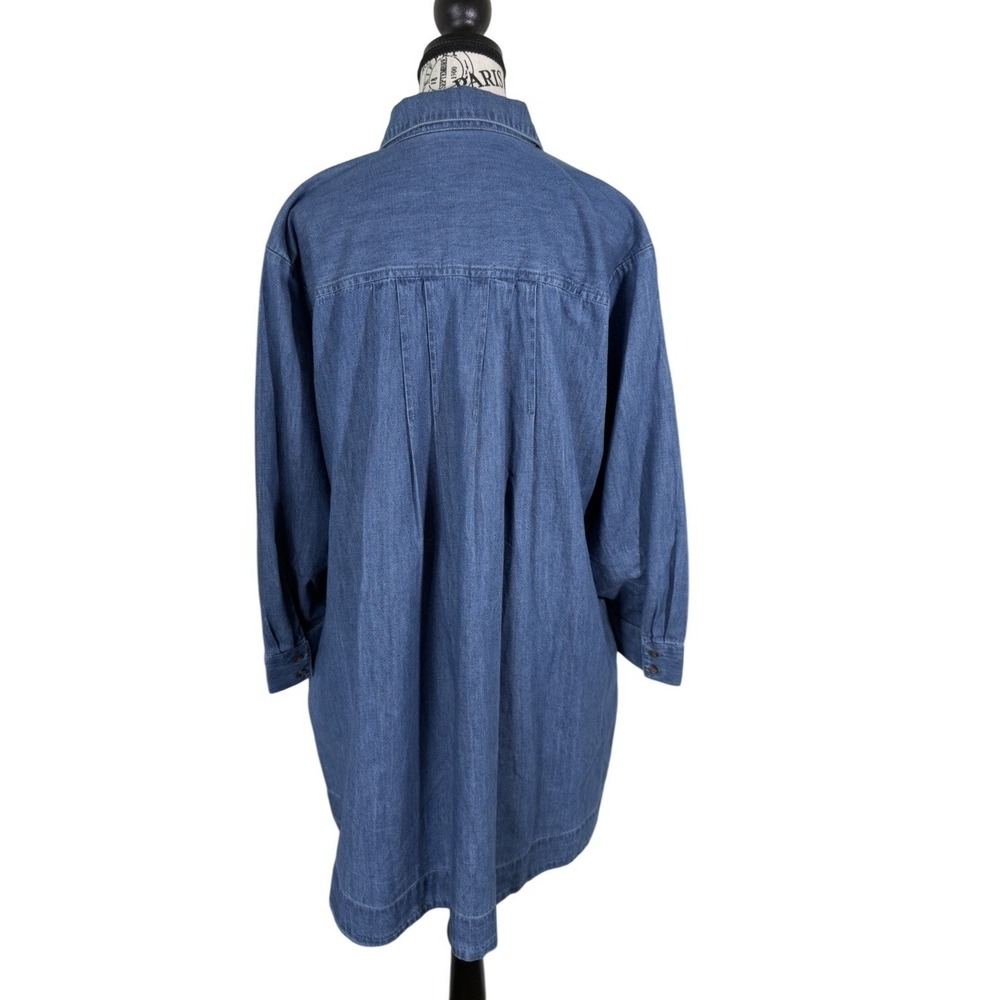 LOFT Denim Shirt Dress Women's SzM Blue Button Front Long Sleeve Casual Chambray - Picture 3 of 7